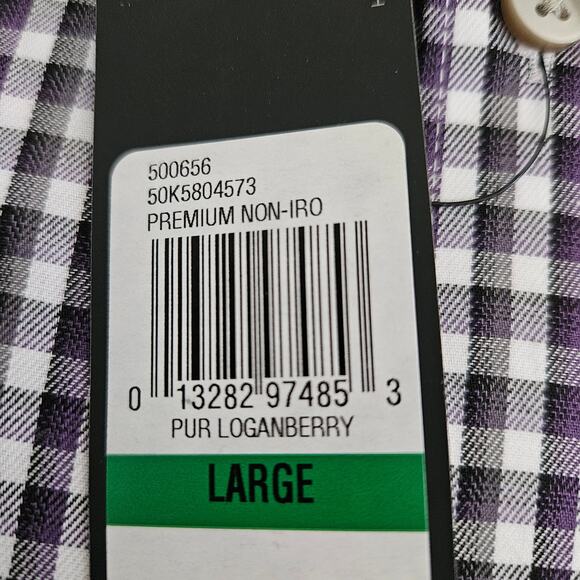 Van Heusen Non-Iron Long Sleeve Button Front Shirt Plaid sz L NIP - Picture 2 of 8